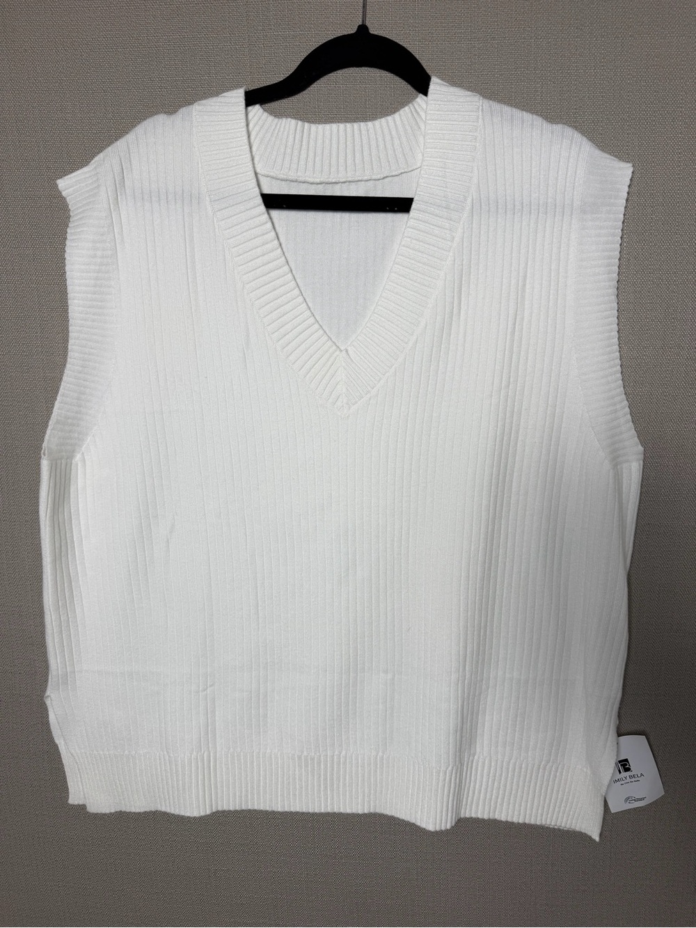Women’s Imily Bela White Oversized Ribbed Knit Sweater Vest, XXL